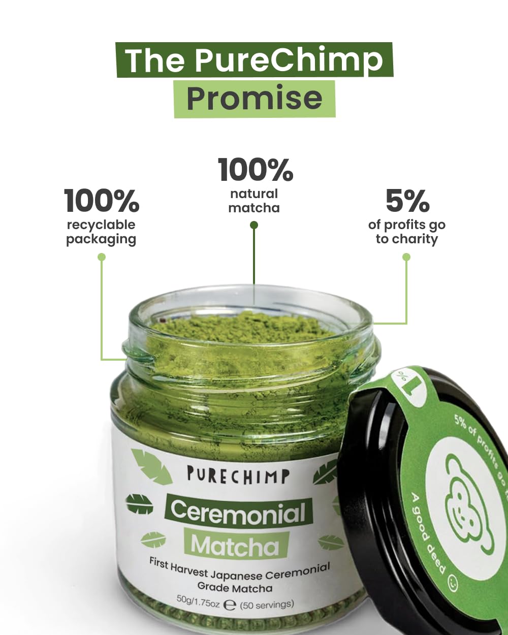 PureChimp recyclable glass jar detail demonstrating eco-friendly packaging benefit