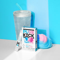 PURE KICK single stick close-up illustrating easy tear-open packet for on-the-go use