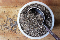 Close-up of Pureliving sprouted chia seeds texture highlighting digestibility