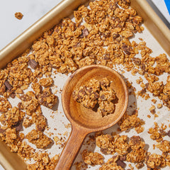 purely elizabeth dark chocolate chunks and oats close-up showing rich flavor contrast