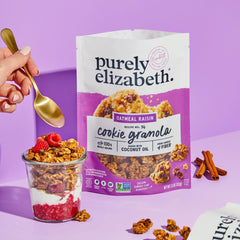 Purely Elizabeth label closeup highlighting organic and gluten free benefits