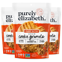 Purely Elizabeth front packaging showing three 11oz bags for portion convenience