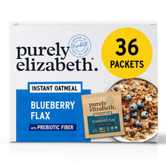 purely elizabeth front box showing blueberry flax packaging and easy breakfast convenience