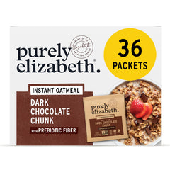 Purely Elizabeth front packaging showing dark chocolate chunk flavor and benefits