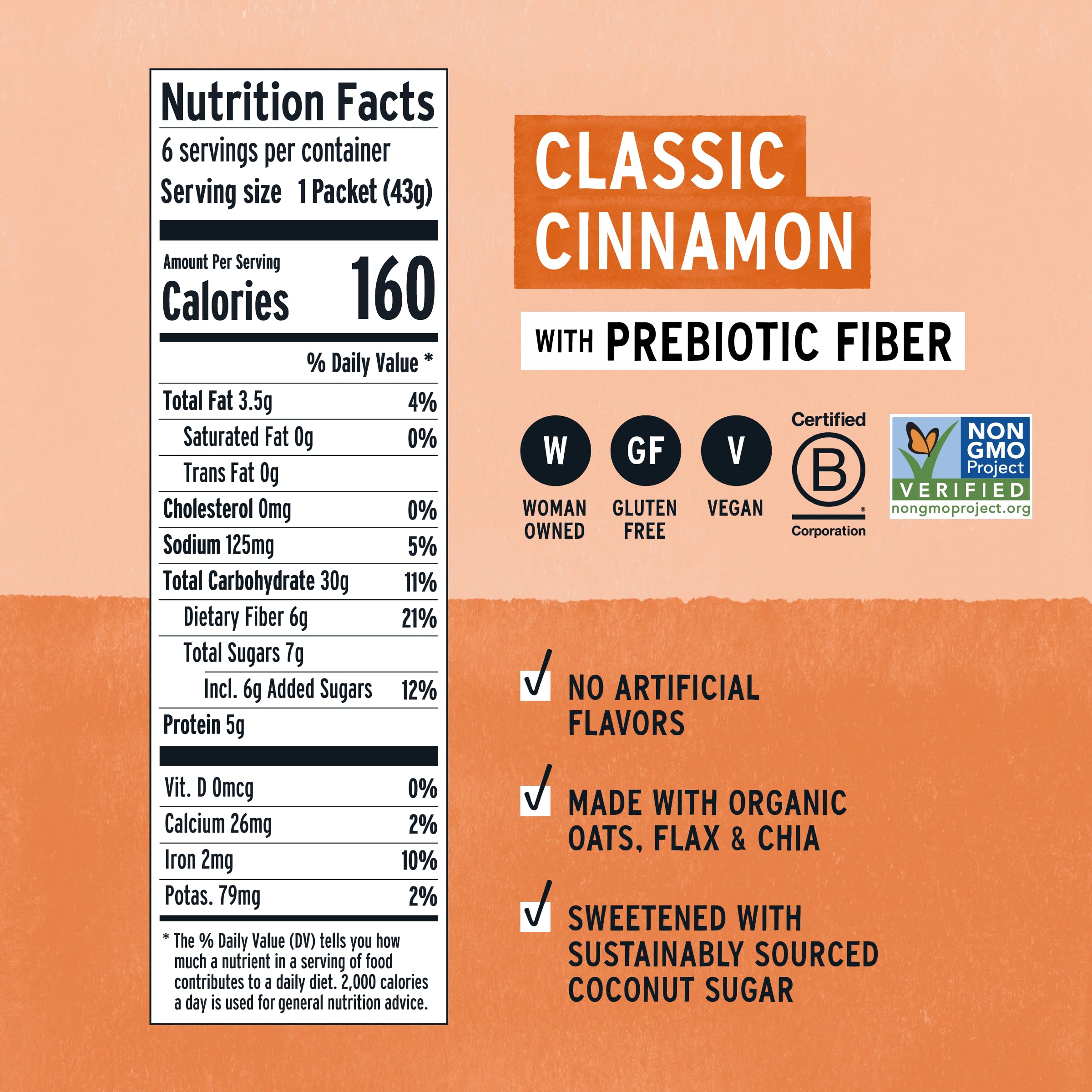 Purely Elizabeth ingredient and nutrition label close-up highlighting fiber content benefit