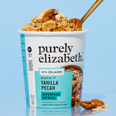 purely elizabeth prepared bowl of oatmeal showing creamy consistency