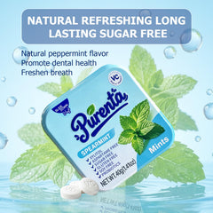 Close-up of Purenta mint texture highlighting xylitol sweetness and cooling
