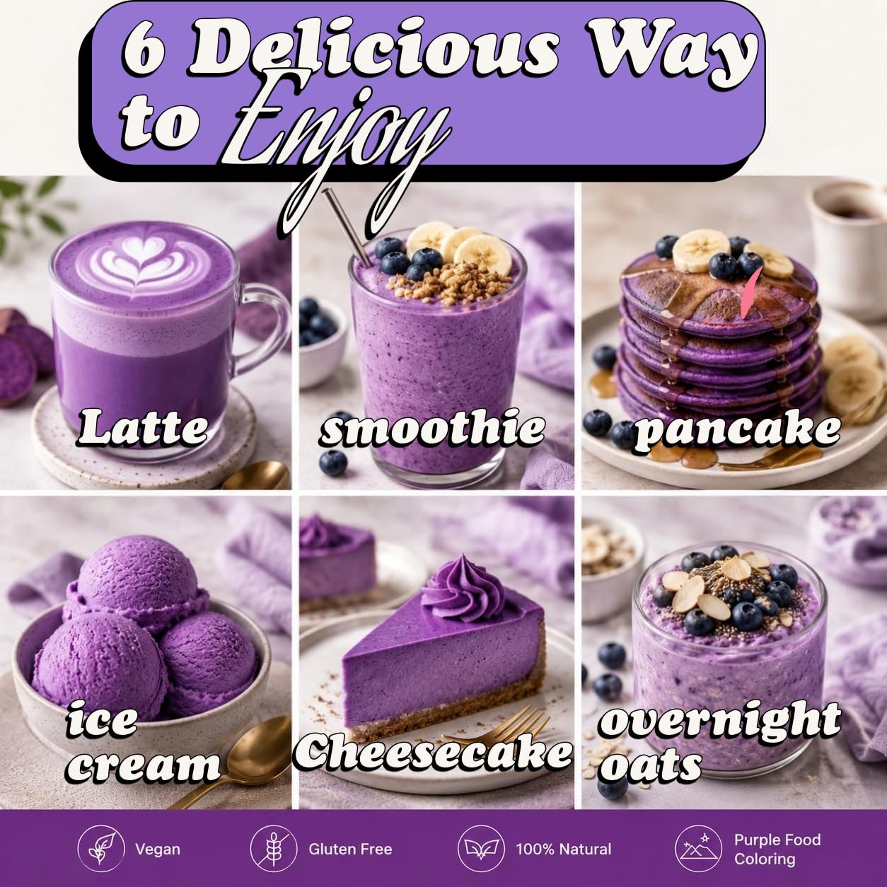 PureUbe powder with measuring spoon showing portioning and baking accuracy