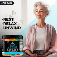 Purganic gummies in hand illustrating portable servings and easy use