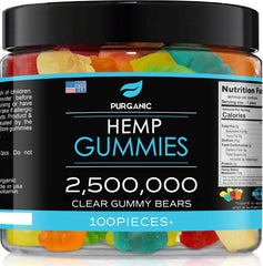 Purganic jar front view showing label and 100-count for clear purchase benefit