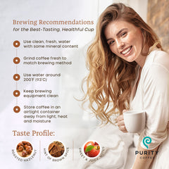 PURITY COFFEE brewed pour-over cup illustrating bright flavor and clarity