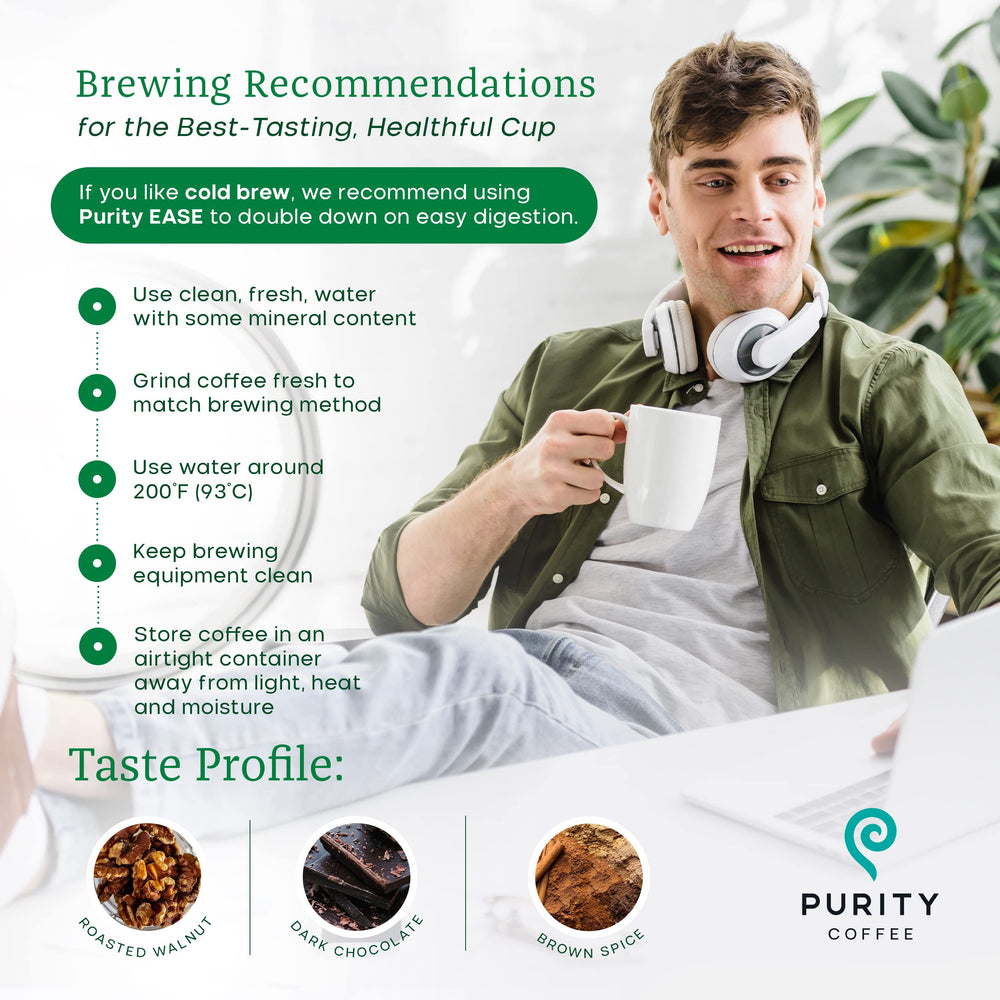 PURITY COFFEE 5 lb bag next to common kitchen items showing scale