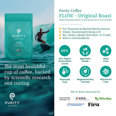 PURITY COFFEE close-up of whole beans showing roast color and evenness for flavor
