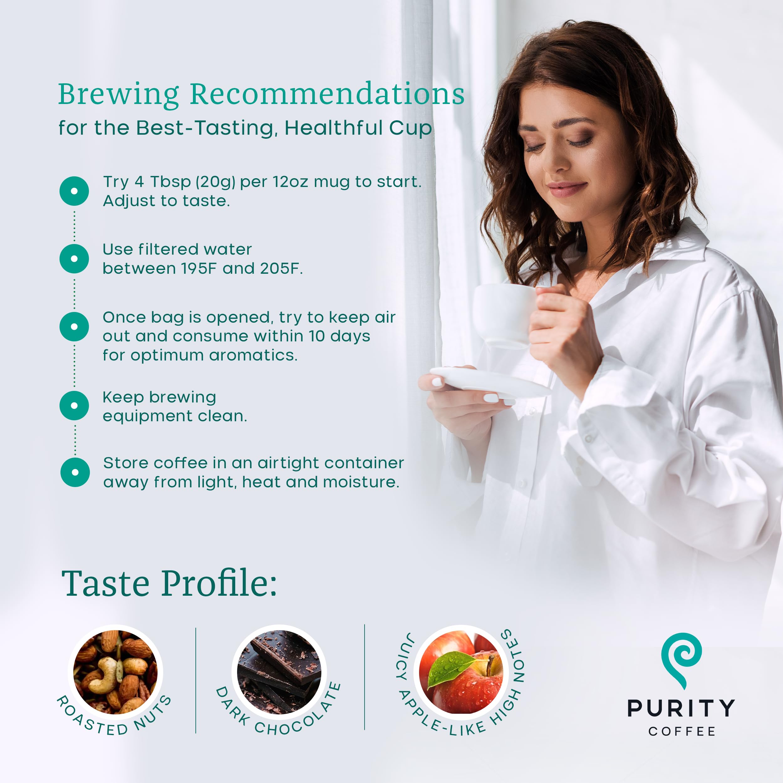PURITY COFFEE brewing in French press highlighting rich color and full-bodied cup