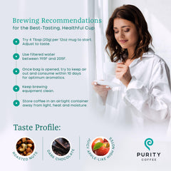 PURITY COFFEE brewing in French press highlighting rich color and full-bodied cup