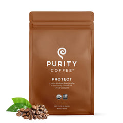 PURITY COFFEE front package showing organic label and clean design benefit clarity