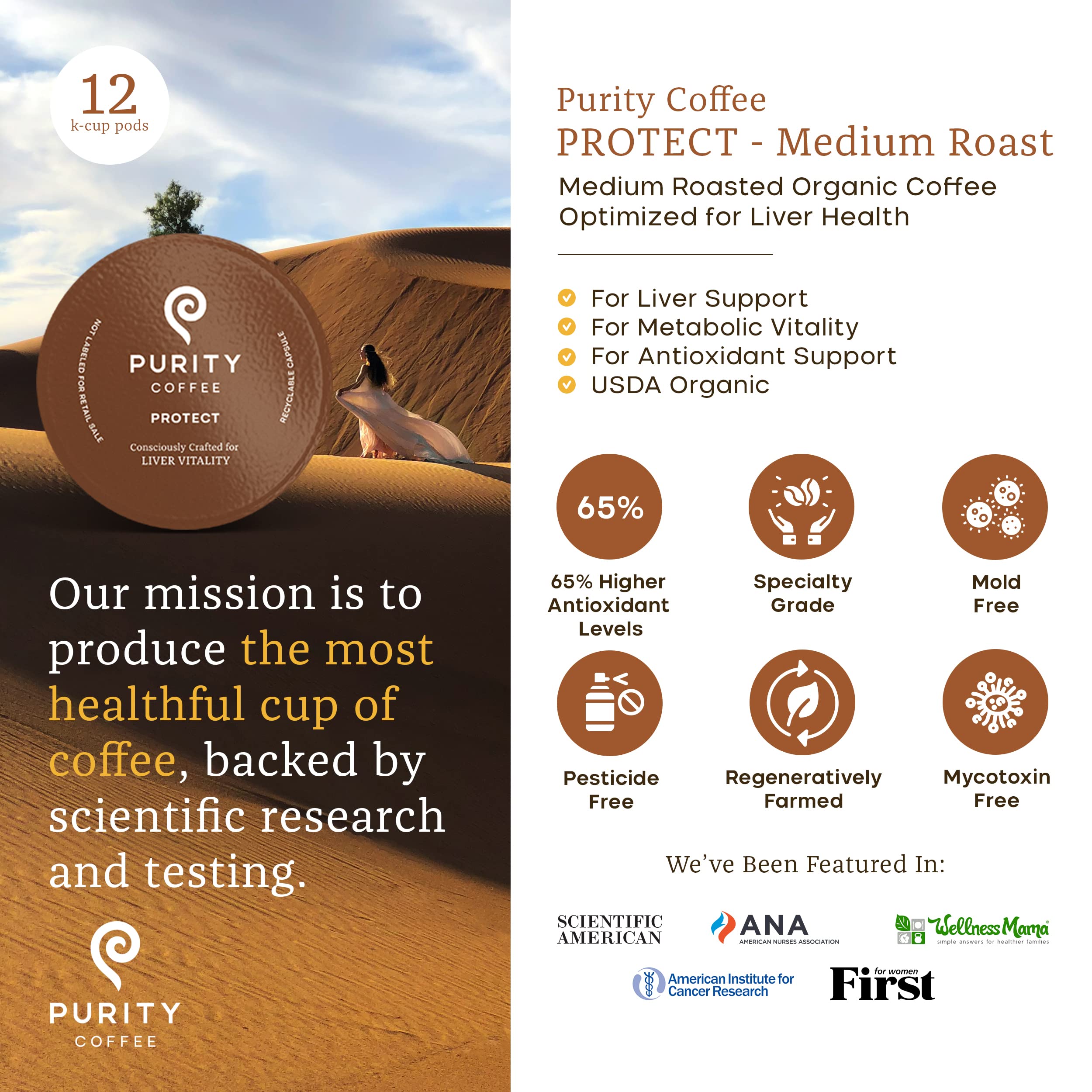 PURITY COFFEE single K Pod close-up highlighting sealed freshness and easy brewing