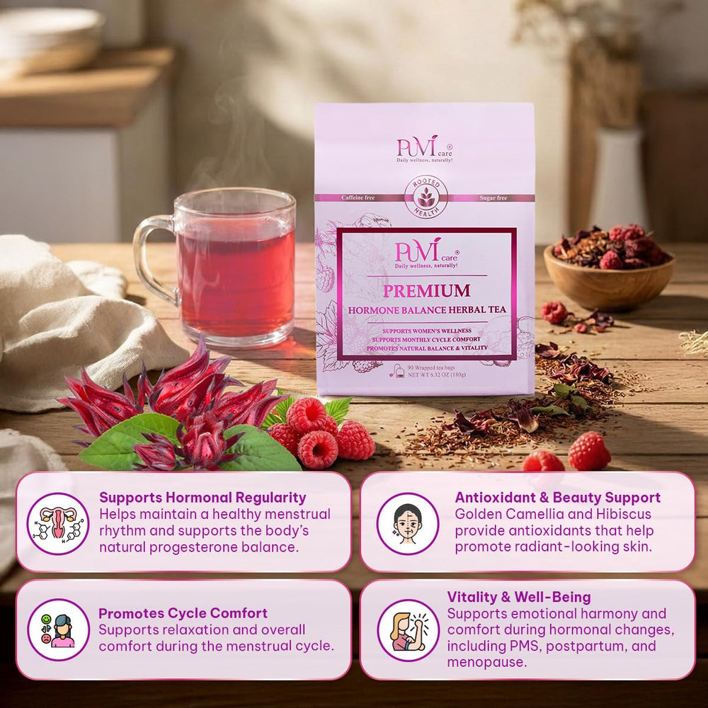 PUVI Care size comparison with tea bag next to a cup for portion clarity