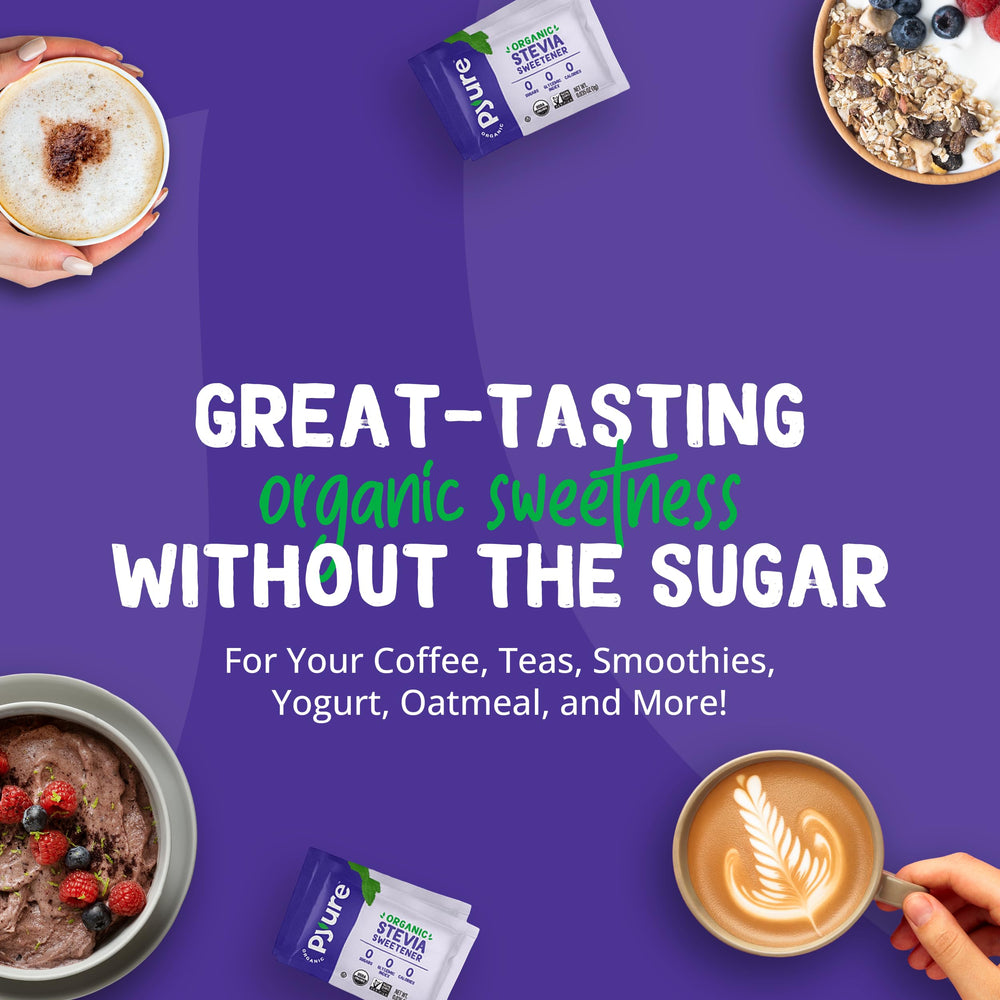 Pyure organic stevia leaf detail emphasizing natural plant-based source