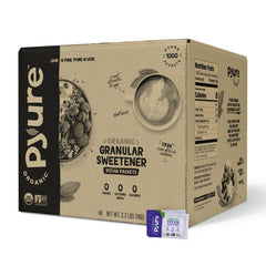 Pyure front packaging showing packets and organic branding for easy sugar replacement
