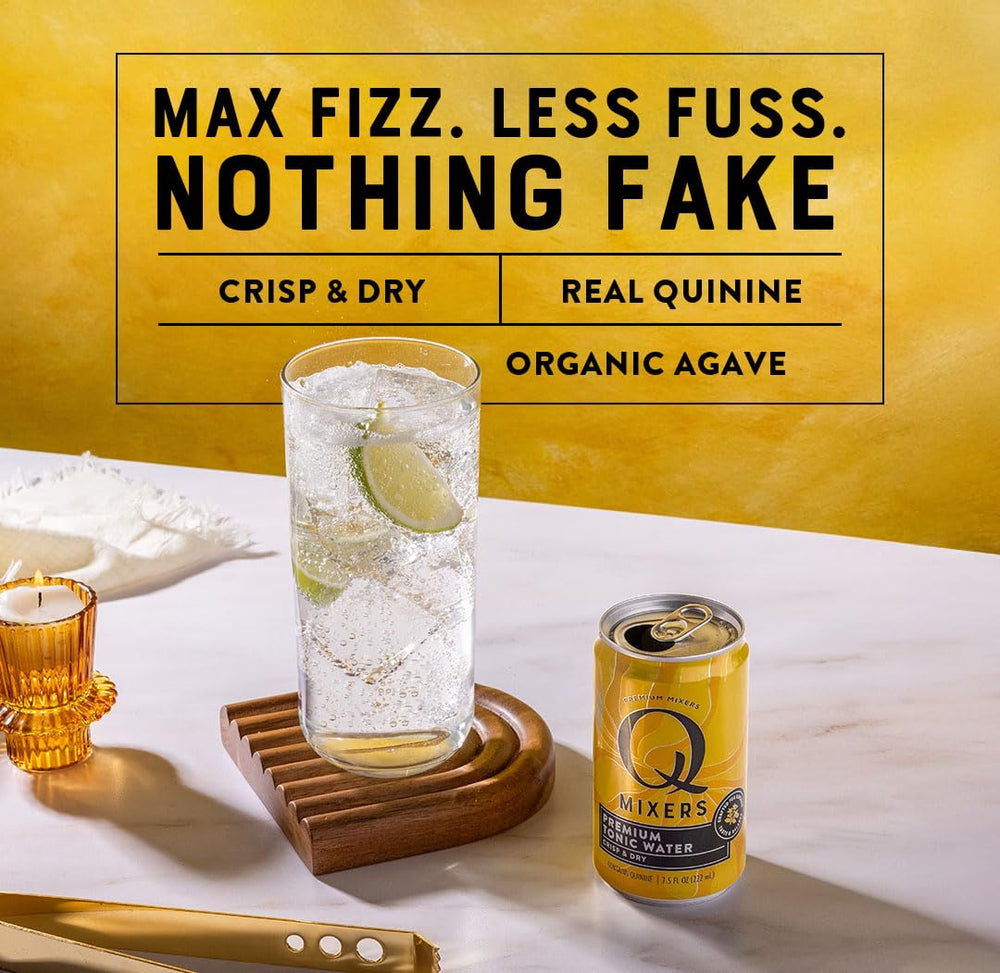 Q MIXERS Q TONIC WATER organic agave and quinine ingredients emphasizing natural flavor