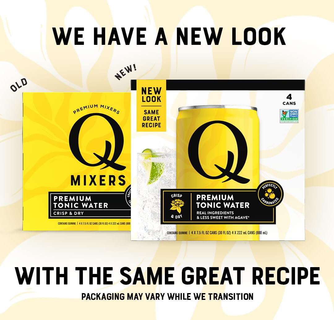 Q MIXERS Q TONIC WATER label close-up showing organic agave and real quinine