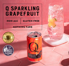 Q MIXERS mixed cocktail with garnish, illustrates cocktail-ready use