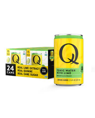 Q MIXERS tonic water with lime front packaging showing label and can benefit