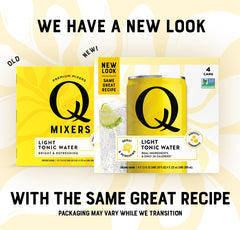 Q MIXERS can tilted pouring to display sparkle and serving idea