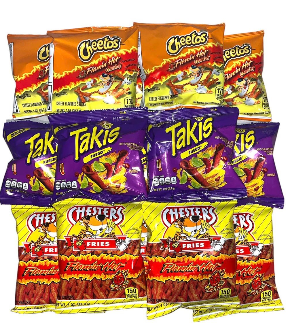 QT LIMITED front pack view showing all chip pouches and surprise item for easy gifting