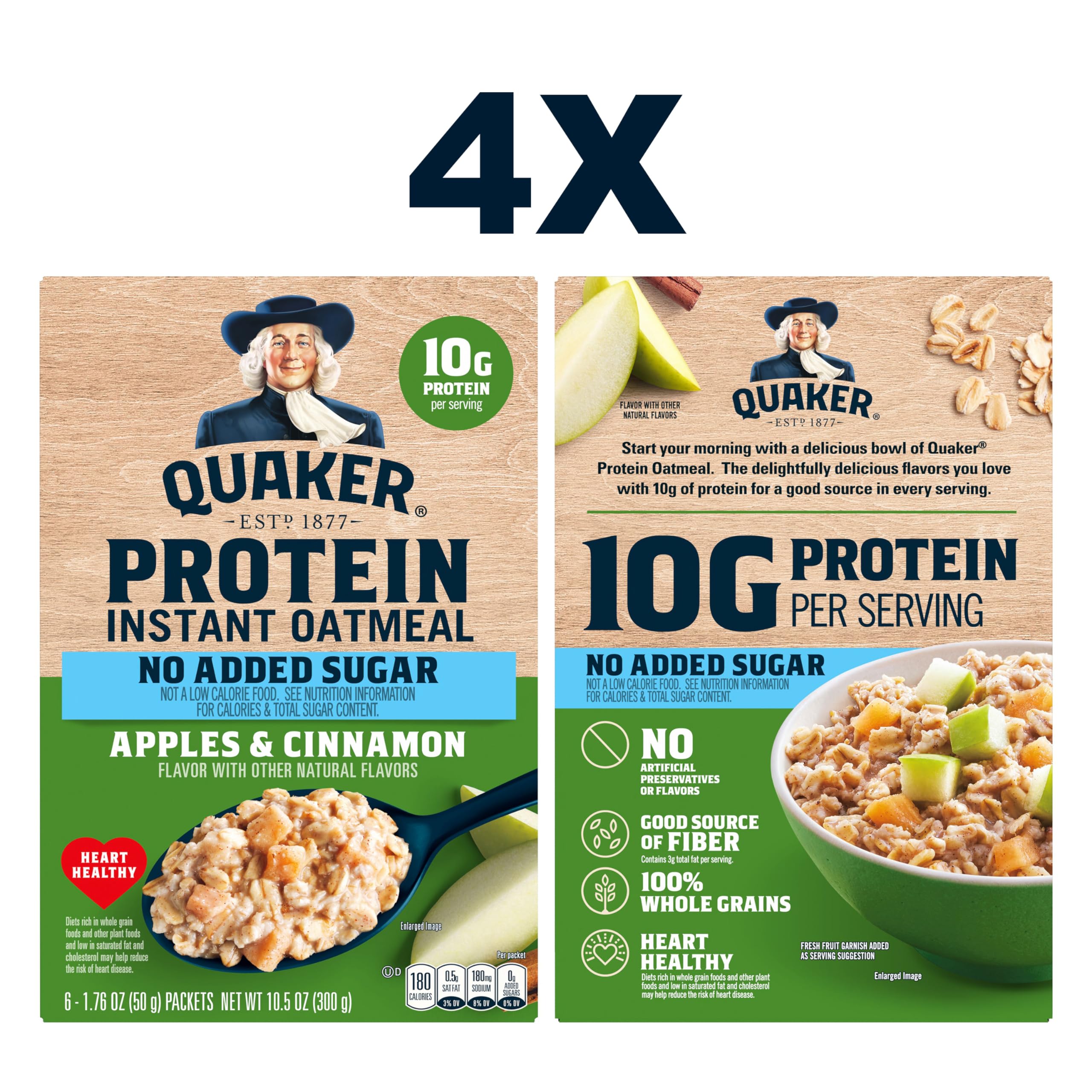 Quaker single packet close-up highlighting quick-cook convenience and protein
