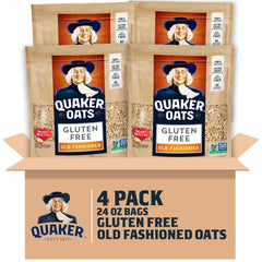 Quaker front packaging showing gluten free oats and resealable bag benefit