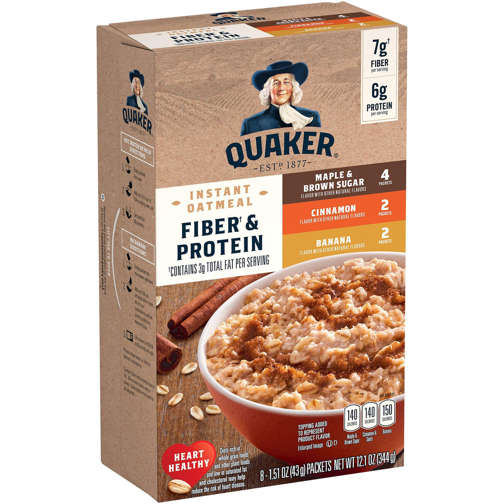 Quaker front packaging showing variety pack and convenience benefits