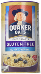 Quaker front packaging showing gluten free label and quick oats benefit