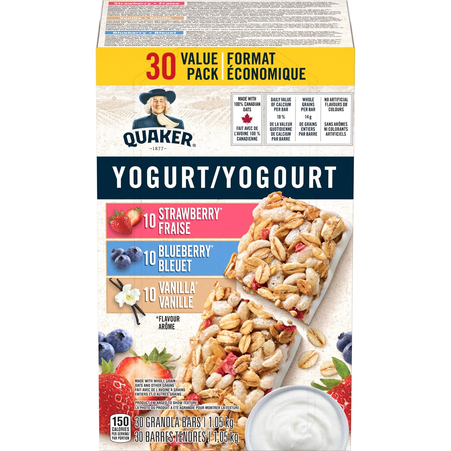 Person holding Quaker bar outdoors, brand snack for on-the-go energy