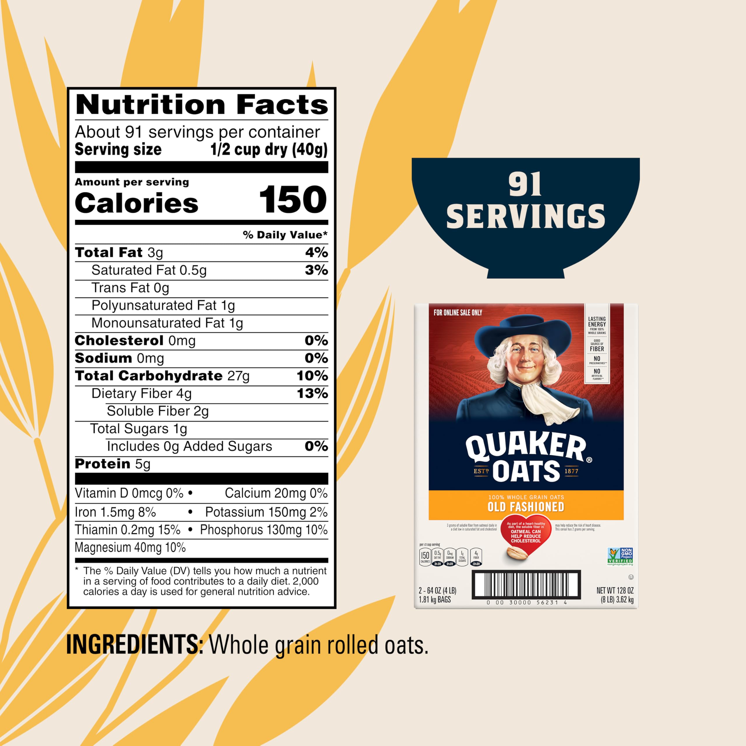 Quaker oats stored in airtight jar in pantry highlighting long‑term freshness