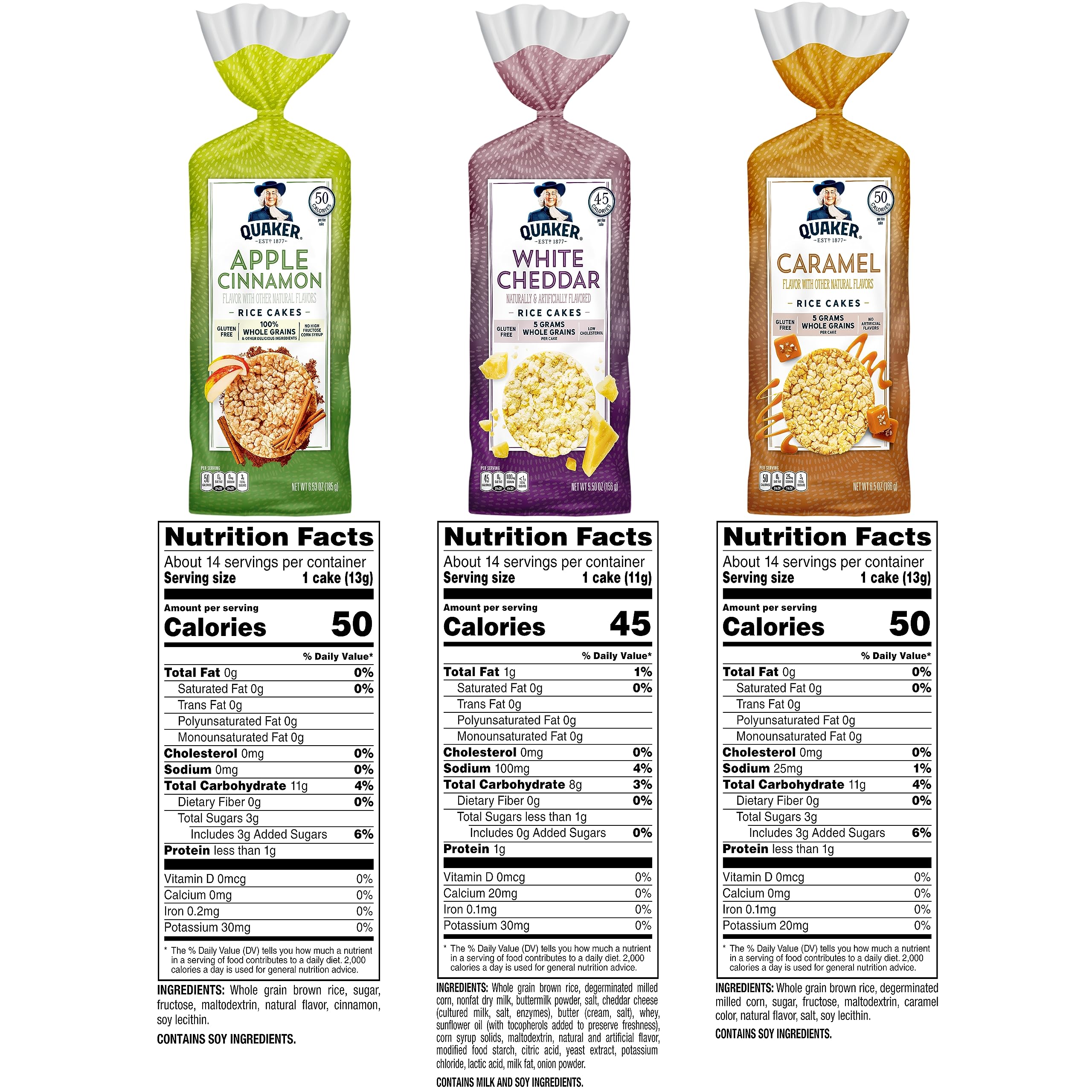 Quaker rice cake in hand showing large size and satisfying portion