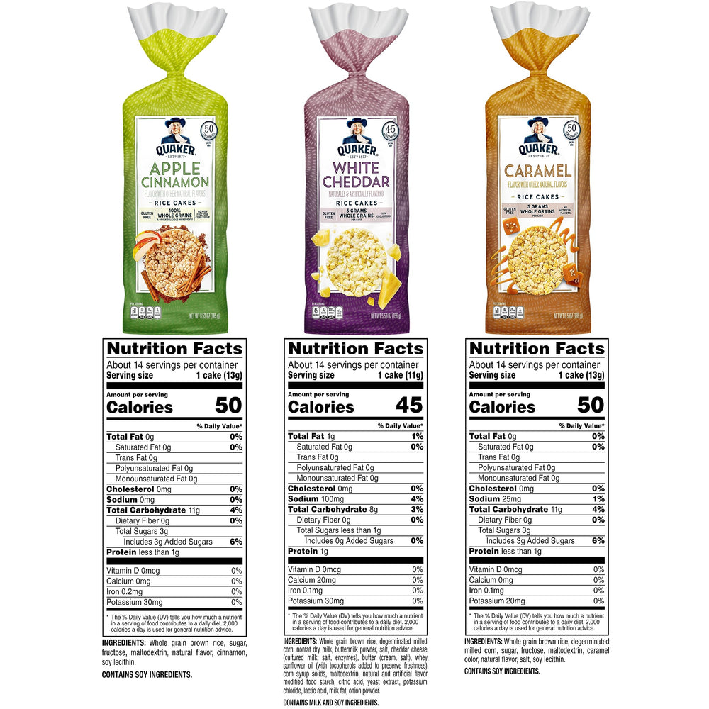 Quaker rice cake in hand showing large size and satisfying portion