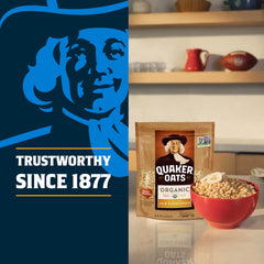 Quaker served bowl of steel cut oats topped with fruit and nuts showing customizable breakfast