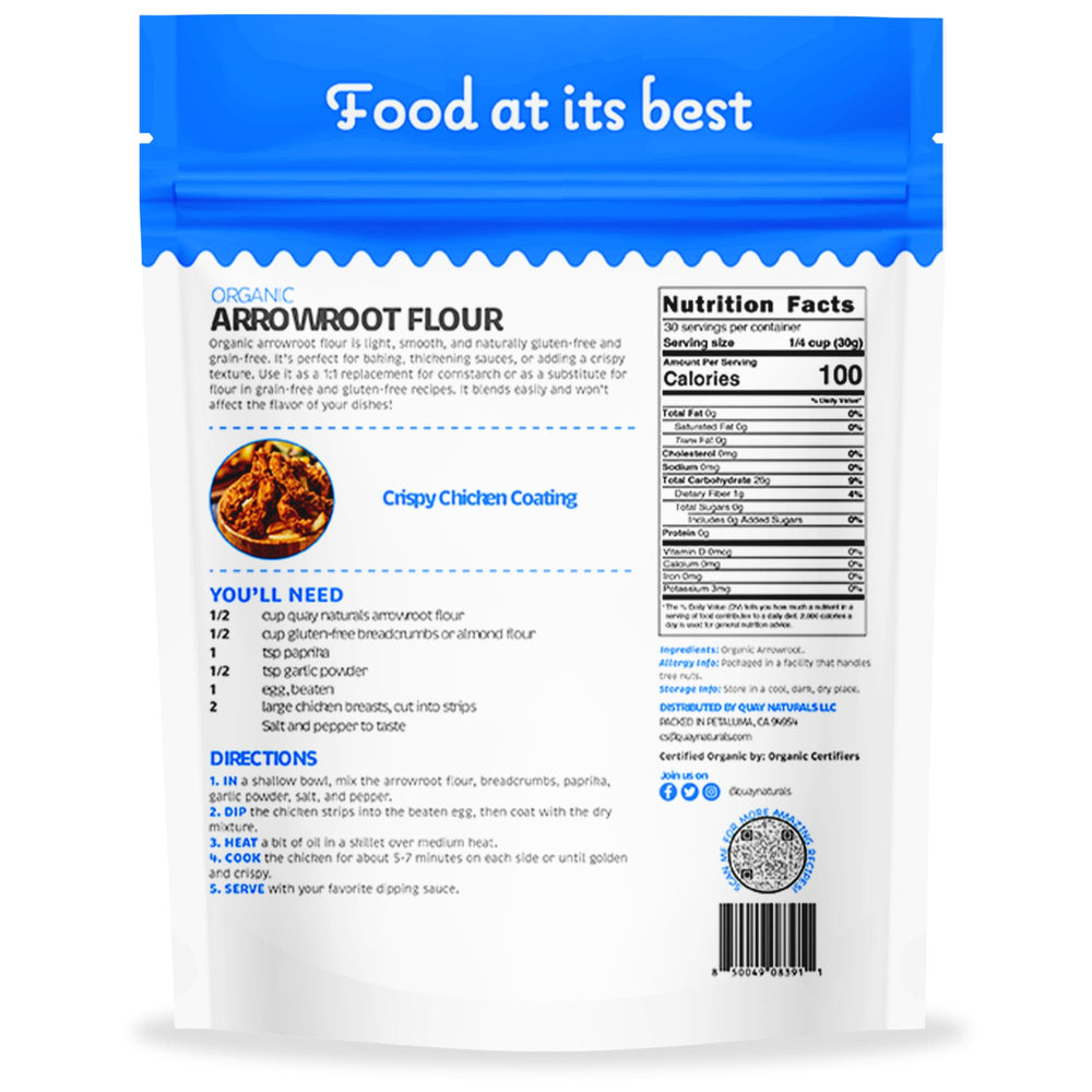 Quay Naturals close-up of fine arrowroot powder highlighting smooth texture