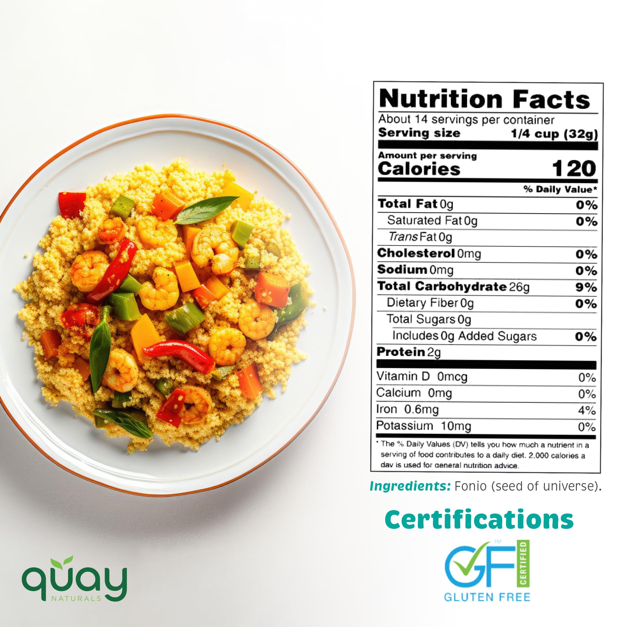 Quay Naturals fonio cooking in pot demonstrating quick 2–5 minute cook time