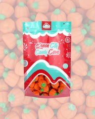 QUEEN CITY CANDY CAVE pumpkins in a clear bowl for easy party serving