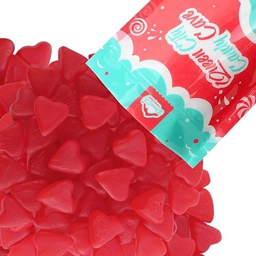 QUEEN CITY CANDY CAVE front packaging shows 1 lb cherry heart gummies ready to share