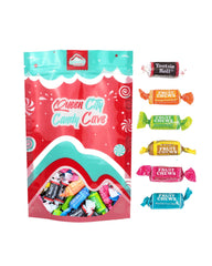 QUEEN CITY CANDY CAVE hand holding a mini roll, demonstrates easy grab-and-go portion