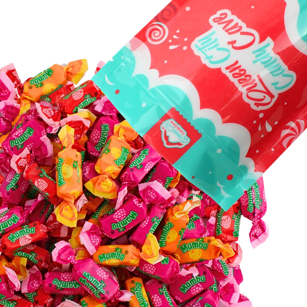 QUEEN CITY CANDY CAVE individually wrapped Mamba pieces highlighting portability