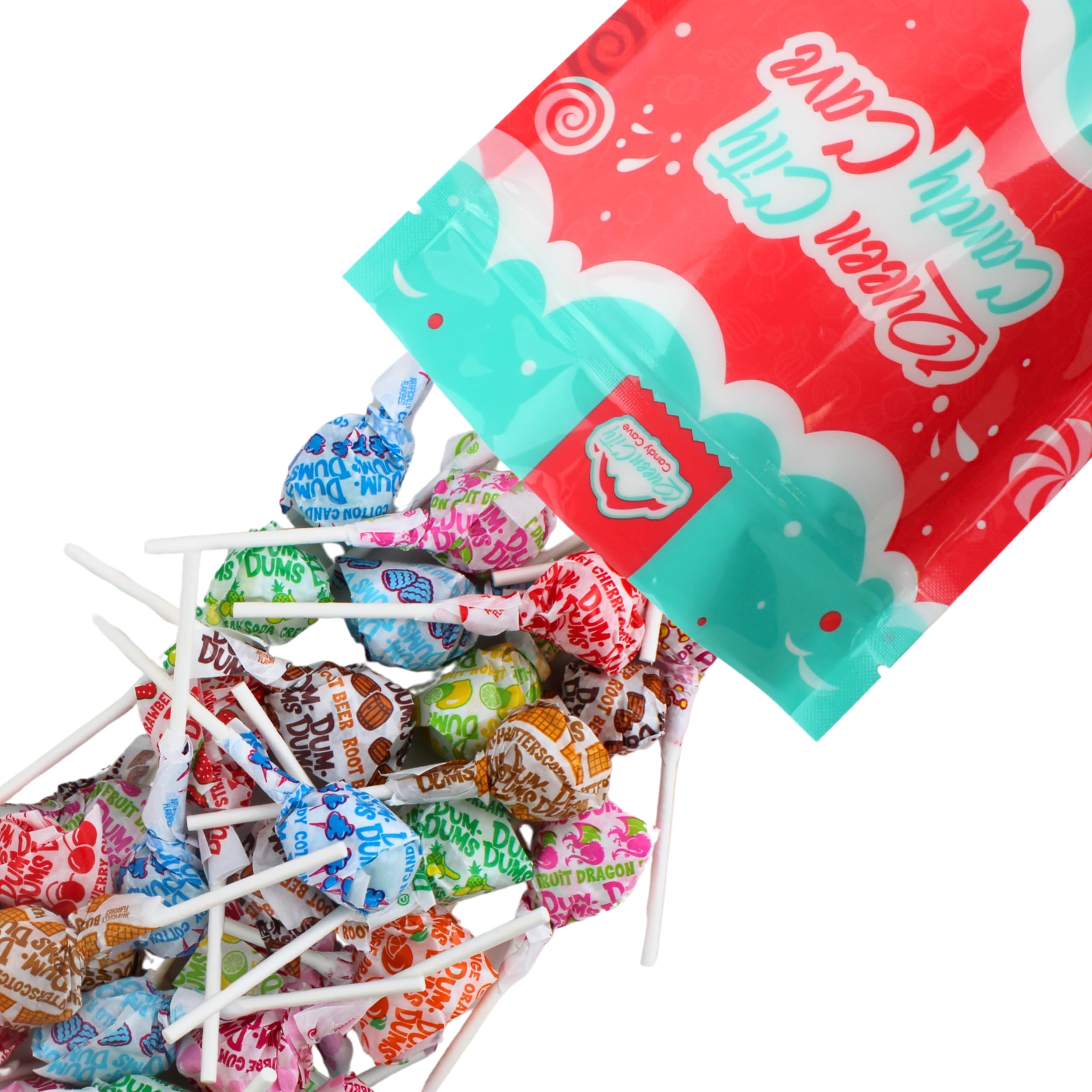 QUEEN CITY CANDY CAVE open bag spilling lollipops for easy grab-and-go