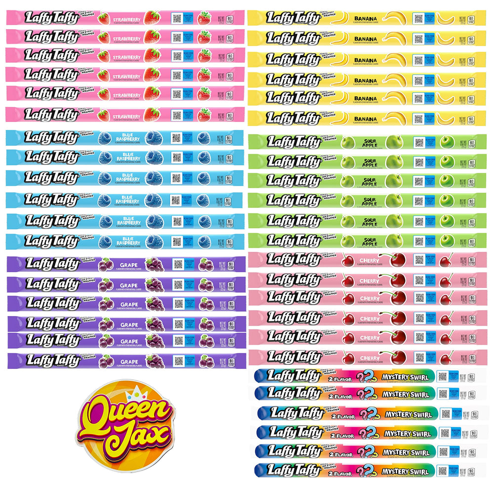 QUEEN JAX front packaging showing the 42-count variety box and colorful branding benefits quick selection