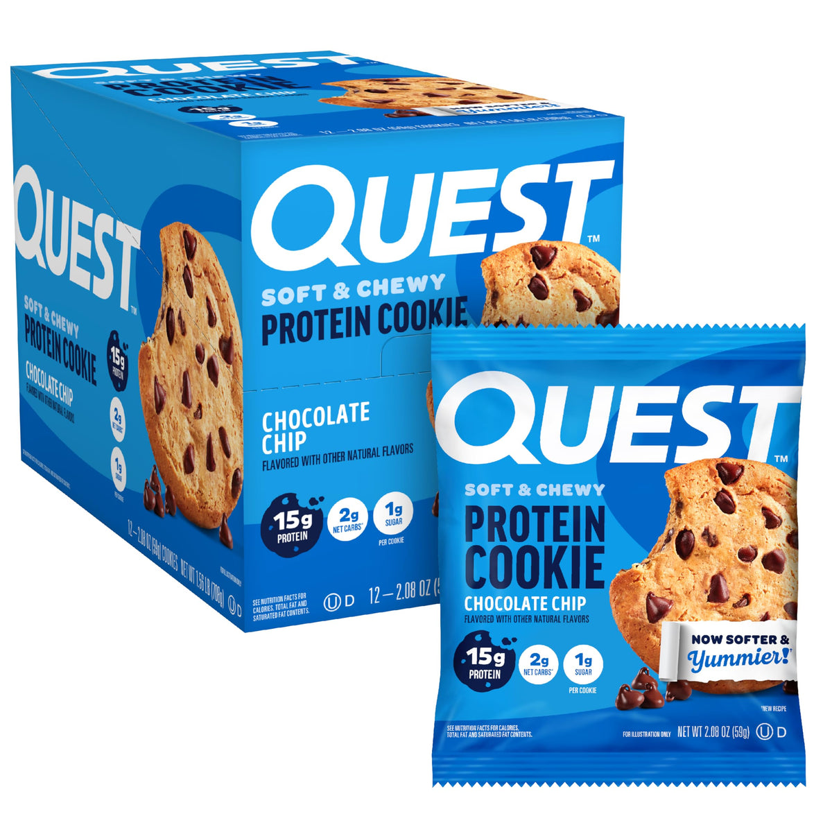 Quest front packaging showing 12-count carton and benefits