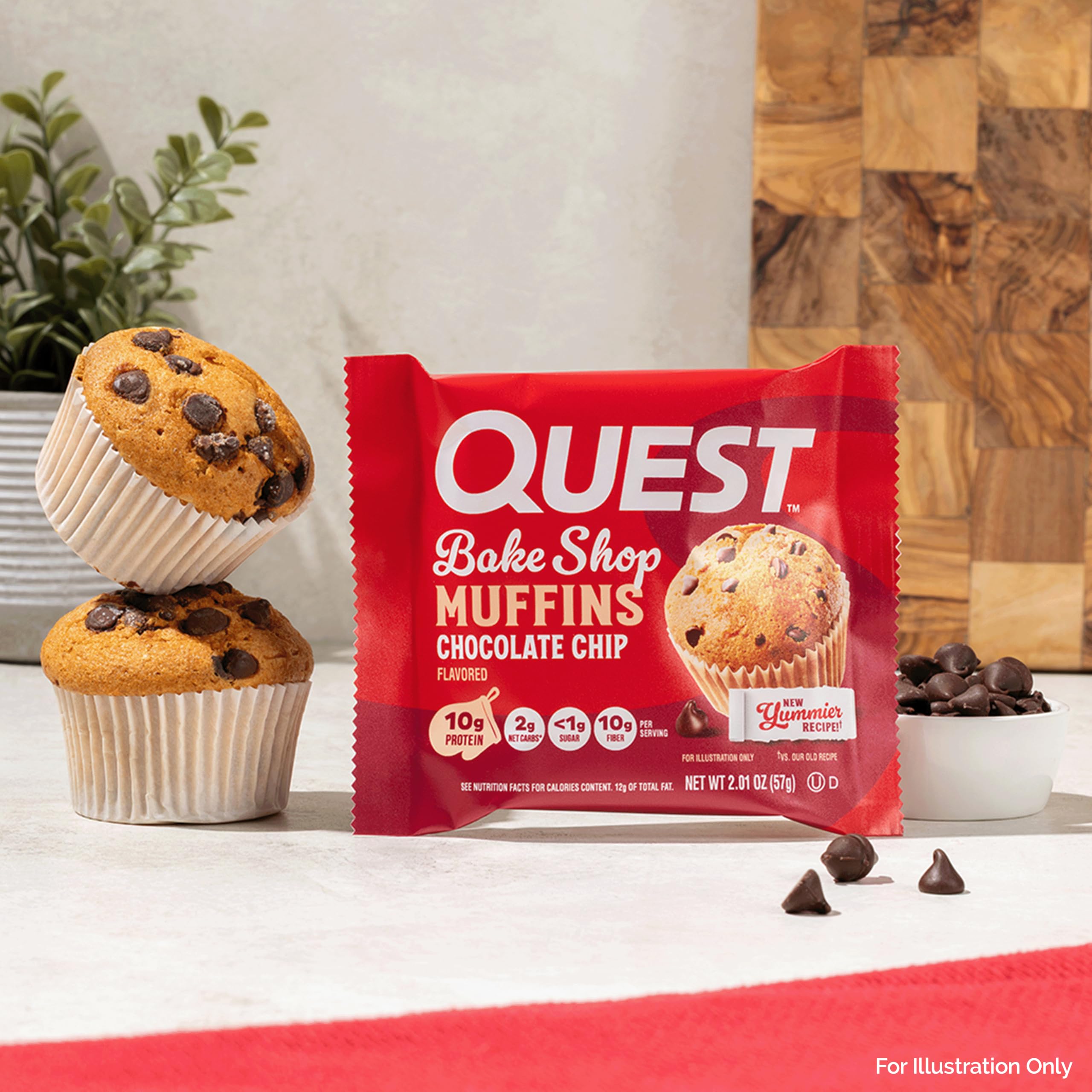 Quest muffin served on plate suggesting ready-to-eat breakfast option
