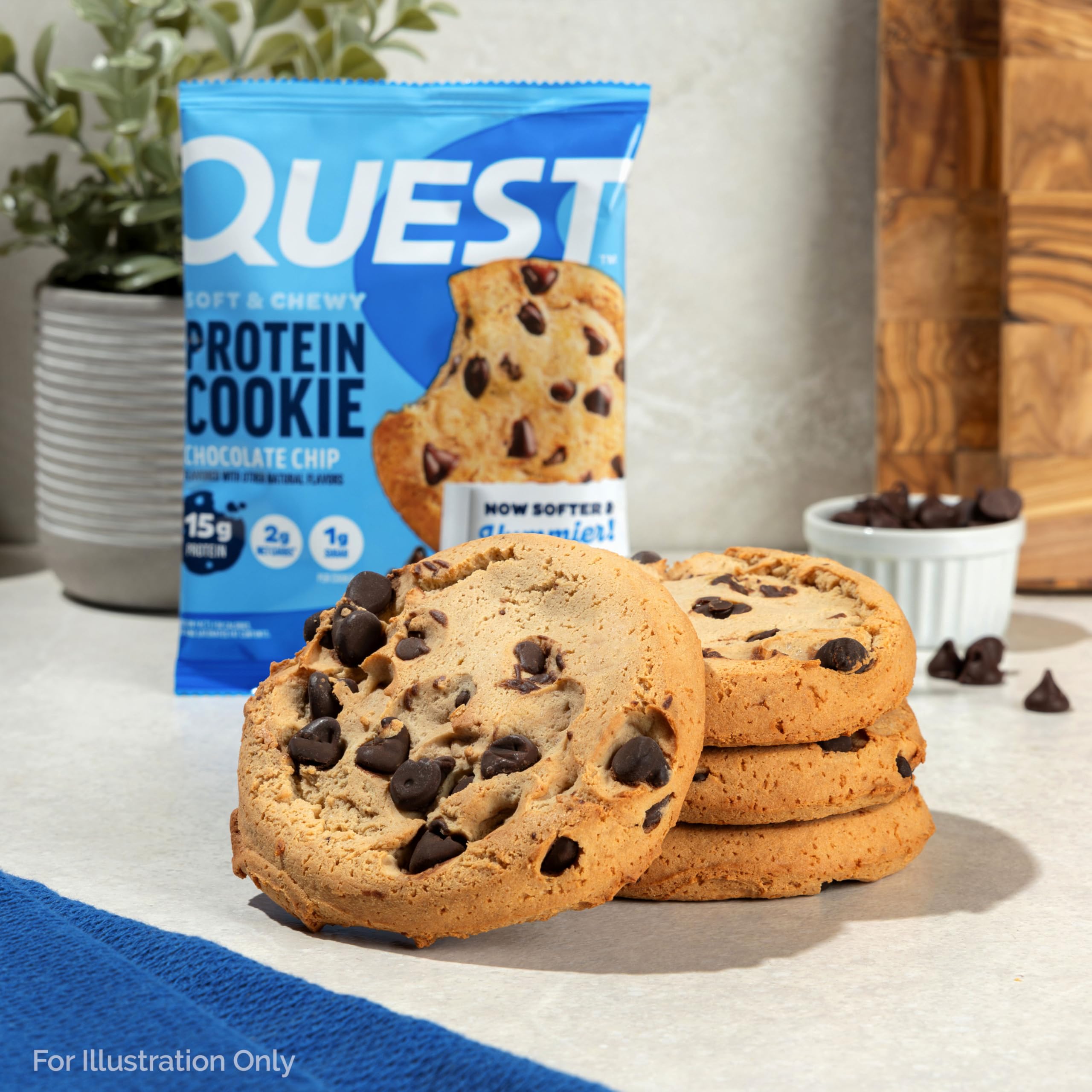 Quest cookie beside apple to show real size comparison
